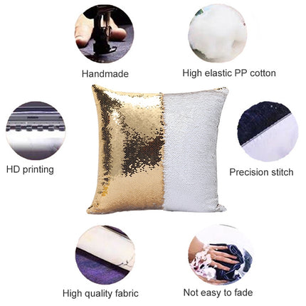 DIY Two Tone Glitter Sequins Throw Pillow Case Reversible Sequin Magical Color Changing Pillow Cover, Size: 40*40cm(Black+Silver)-garmade.com