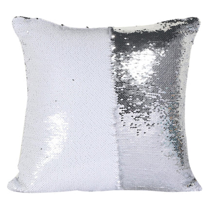 DIY Two Tone Glitter Sequins Throw Pillow Case Reversible Sequin Magical Color Changing Pillow Cover, Size: 40*40cm(White+Silver)-garmade.com