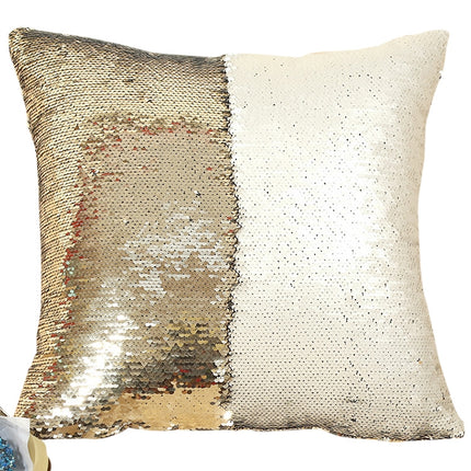 DIY Two Tone Glitter Sequins Throw Pillow Case Reversible Sequin Magical Color Changing Pillow Cover, Size: 40*40cm(Gold+White)-garmade.com