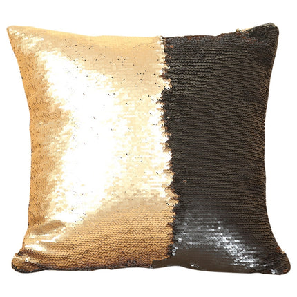 DIY Two Tone Glitter Sequins Throw Pillow Case Reversible Sequin Magical Color Changing Pillow Cover, Size: 40*40cm(Gold+Black)-garmade.com