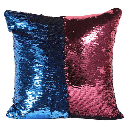 DIY Two Tone Glitter Sequins Throw Pillow Case Reversible Sequin Magical Color Changing Pillow Cover, Size: 40*40cm(Blue+Red)-garmade.com