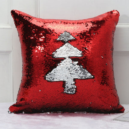 DIY Two Tone Glitter Sequins Throw Pillow Case Reversible Sequin Magical Color Changing Pillow Cover, Size: 40*40cm(Red+Silver)-garmade.com
