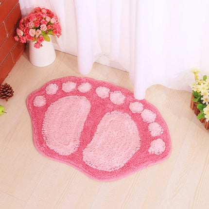 1390 Foot-shaped Non Slip Shaggy Soft Water Absorption Bedroom Bathroom Carpet Mat(Pink)-garmade.com