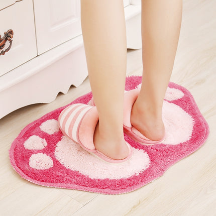 1390 Foot-shaped Non Slip Shaggy Soft Water Absorption Bedroom Bathroom Carpet Mat(Pink)-garmade.com