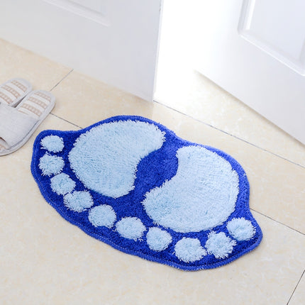 1390 Foot-shaped Non Slip Shaggy Soft Water Absorption Bedroom Bathroom Carpet Mat(Blue)-garmade.com