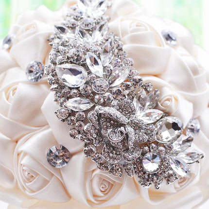 Wedding Holding Flowers Bridal Bouquet Accessories Bridesmaid Rhinestone Party Wedding Decoration Supplies(Pink)-garmade.com