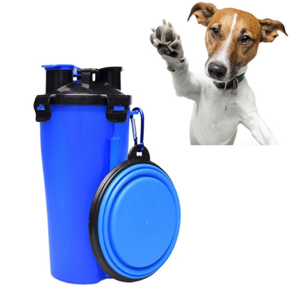 Pet Outdoor Portable Dual-use Water and Food Cup with A Folding Bowl (Blue)-garmade.com