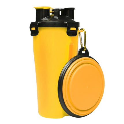 Pet Outdoor Portable Dual-use Water and Food Cup with A Folding Bowl (Yellow)-garmade.com