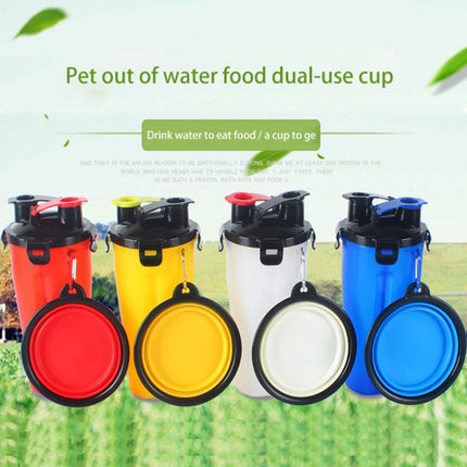 Pet Outdoor Portable Dual-use Water and Food Cup with A Folding Bowl (Yellow)-garmade.com