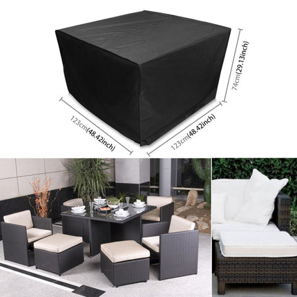 Anti-UV Waterproof Dust-proof 210D Oxford Cloth Folding Table Chairs Protective Cover Outdoor Furniture Set Cover, Size: 123*123*74cm(Black)-garmade.com