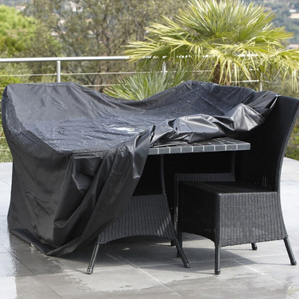 Anti-UV Waterproof Dust-proof 210D Oxford Cloth Folding Table Chairs Protective Cover Outdoor Furniture Set Cover, Size: 242*162*100cm(Black)-garmade.com