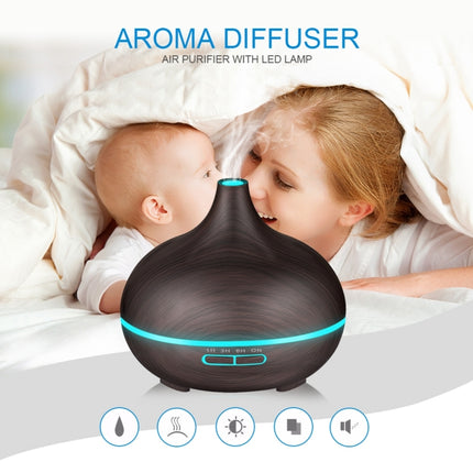 W350 14W 300ML Wood Grain Aromatherapy Air Purifier Humidifier with LED Light for Office / Home Room(Coffee)-garmade.com
