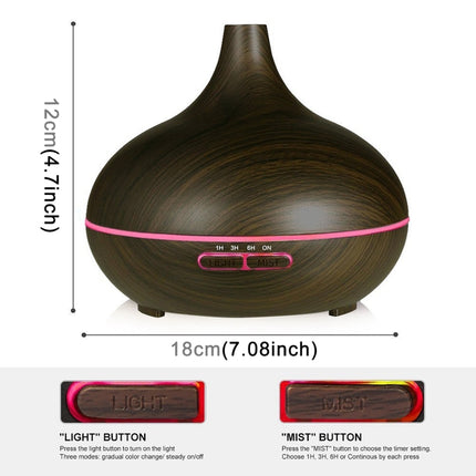W350 14W 300ML Wood Grain Aromatherapy Air Purifier Humidifier with LED Light for Office / Home Room(Brown)-garmade.com