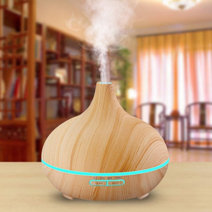 W350 14W 300ML Wood Grain Aromatherapy Air Purifier Humidifier with LED Light for Office / Home Room(Brown)-garmade.com