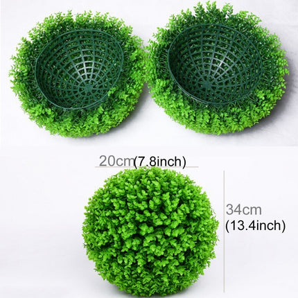 Artificial Green Eucalyptus Plant Ball Topiary Wedding Event Home Outdoor Decoration Hanging Ornament, Diameter: 13.4 inch-garmade.com