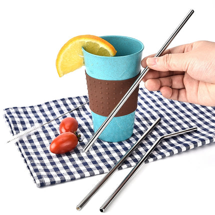 4 PCS Reusable Stainless Steel Drinking Straws + 1 x Cleaner Brush Set Kit-garmade.com