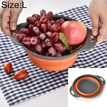 Creative Folding Vegetables Fruits Storage Basket Organizer Drain Basket, L, Size: 29.5*23.5*10cm(Orange)-garmade.com