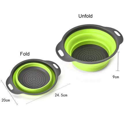 Creative Folding Vegetables Fruits Storage Basket Organizer Drain Basket, S, Size: 24.5*20*9cm (Green)-garmade.com