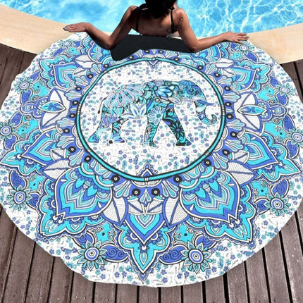 Printed Elephant Pattern Round Summer Bath Towel Sand Beach Towel Shawl Scarf, Size: 150 x 150cm-garmade.com