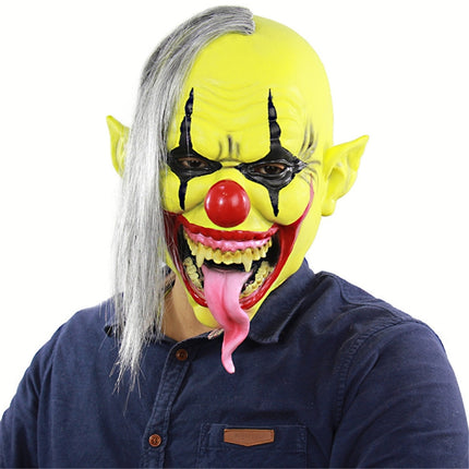 Halloween Festival Party Latex Green Face Clown Frightened Mask, with Hair-garmade.com