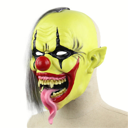 Halloween Festival Party Latex Green Face Clown Frightened Mask, with Hair-garmade.com