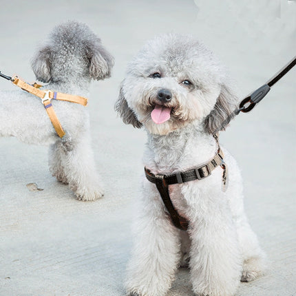 Pet Dog Collar + Harness + Leash Three Sets, S, Harness Chest Size: 34-50cm, Collar Neck Size: 24-35cm, Pet Weight: 8kg Below(Black)-garmade.com