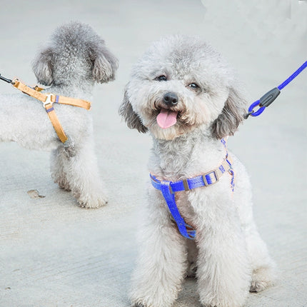 Pet Dog Collar + Harness + Leash Three Sets, S, Harness Chest Size: 34-50cm, Collar Neck Size: 24-35cm, Pet Weight: 8kg Below(Dark Blue)-garmade.com