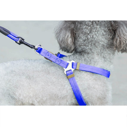 Pet Dog Collar + Harness + Leash Three Sets, S, Harness Chest Size: 34-50cm, Collar Neck Size: 24-35cm, Pet Weight: 8kg Below(Dark Blue)-garmade.com