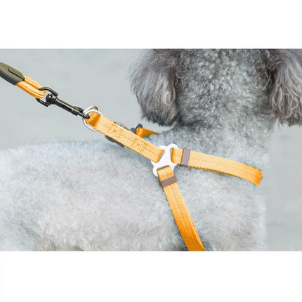 Pet Dog Collar + Harness + Leash Three Sets, S, Harness Chest Size: 34-50cm, Collar Neck Size: 24-35cm, Pet Weight: 8kg Below(Orange)-garmade.com