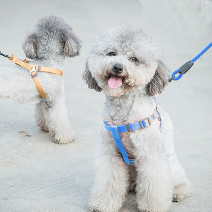 Pet Dog Collar + Harness + Leash Three Sets, S, Harness Chest Size: 34-50cm, Collar Neck Size: 24-35cm, Pet Weight: 8kg Below(Blue)-garmade.com