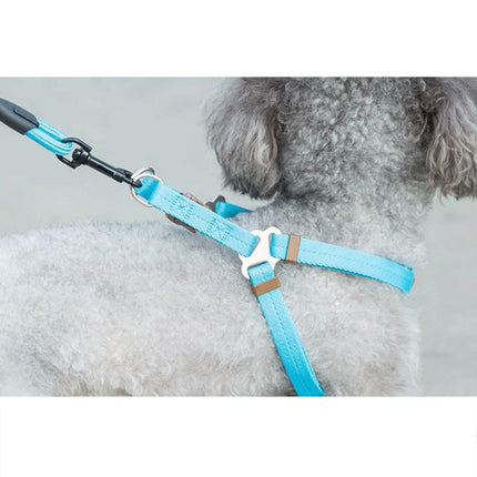 Pet Dog Collar + Harness + Leash Three Sets, S, Harness Chest Size: 34-50cm, Collar Neck Size: 24-35cm, Pet Weight: 8kg Below(Blue)-garmade.com