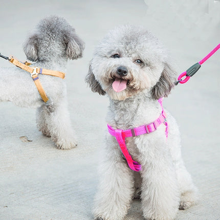 Pet Dog Collar + Harness + Leash Three Sets, S, Harness Chest Size: 34-50cm, Collar Neck Size: 24-35cm, Pet Weight: 8kg Below(Magenta)-garmade.com