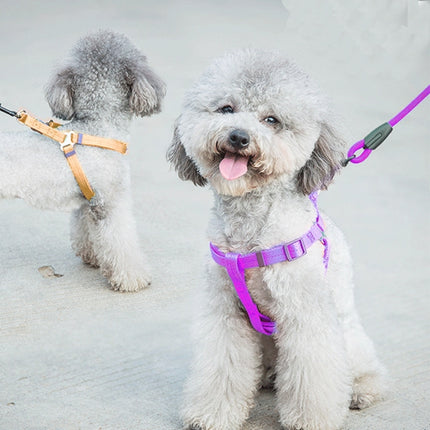 Pet Dog Collar + Harness + Leash Three Sets, S, Harness Chest Size: 34-50cm, Collar Neck Size: 24-35cm, Pet Weight: 8kg Below(Purple)-garmade.com