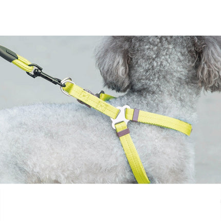 Pet Dog Collar + Harness + Leash Three Sets, S, Harness Chest Size: 34-50cm, Collar Neck Size: 24-35cm, Pet Weight: 8kg Below(Yellow)-garmade.com