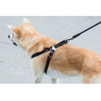 Pet Dog Collar + Harness + Leash Three Sets, M, Harness Chest Size: 43-67cm, Collar Neck Size: 33-52cm, Pet Weight: 15kg Below(Black)-garmade.com