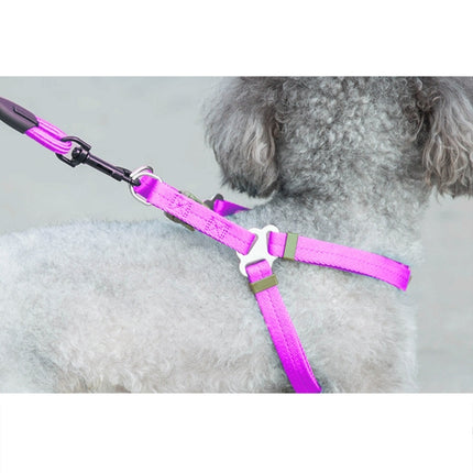 Pet Dog Collar + Harness + Leash Three Sets, M, Harness Chest Size: 43-67cm, Collar Neck Size: 33-52cm, Pet Weight: 15kg Below (Magenta)-garmade.com