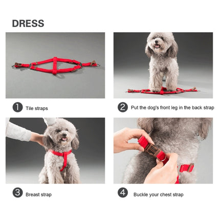Pet Dog Collar + Harness + Leash Three Sets, L, Harness Chest Size: 57-90cm, Collar Neck Size: 40-64cm, Pet Weight: 35kg Below (Magenta)-garmade.com