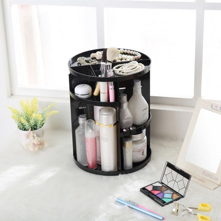 360 Degrees Rotate Functional Cosmetics Container Makeup Organizer Eco-friendly Storage Box, Size: 23 x 31cm(Black)-garmade.com