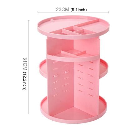 360 Degrees Rotate Functional Cosmetics Container Makeup Organizer Eco-friendly Storage Box, Size: 23 x 31cm(Pink)-garmade.com