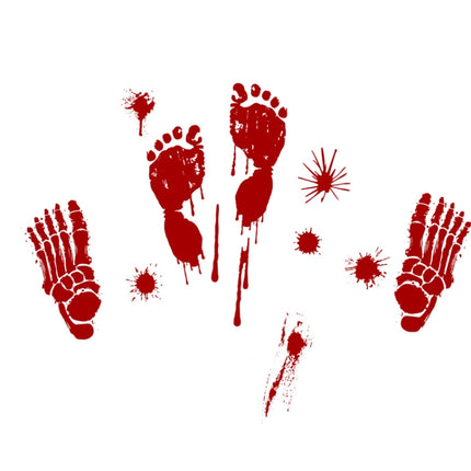Halloween Decorations PVC Creative Blood Handprints and Footprints Wall Stickers Window Stickers, Random Style Delivery-garmade.com