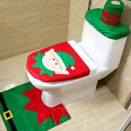 Fancy Christmas Decoration Santa Elf Toilet Lid Cover, Size: 44 x 35cm-garmade.com
