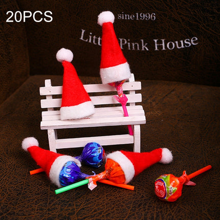 20 PCS Christmas Dinner Table Decoration Candy Lollipop Hat, Non-woven Fabric Mini Christmas Hat-garmade.com