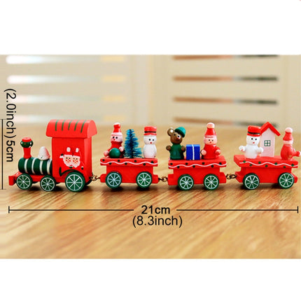 Christmas Dinner Table Decoration, Wooden Trains Children Kindergarten Christmas Decoration Ornaments Gifts (Red)-garmade.com