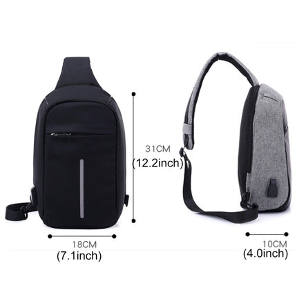 Multi-Function Portable Casual Chest Bag Outdoor Sports Anti-theft Shoulder Bag with External USB Charging Interface for Men / Women (Black)-garmade.com