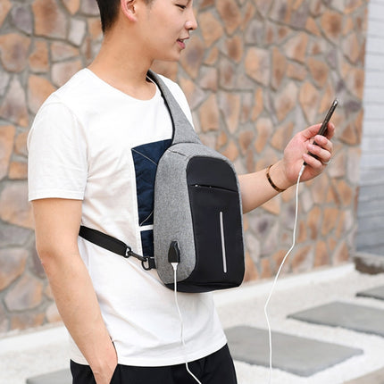 Multi-Function Portable Casual Chest Bag Outdoor Sports Anti-theft Shoulder Bag with External USB Charging Interface for Men / Women (Grey)-garmade.com