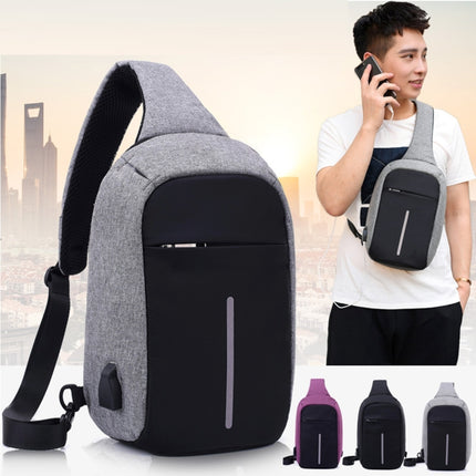 Multi-Function Portable Casual Chest Bag Outdoor Sports Anti-theft Shoulder Bag with External USB Charging Interface for Men / Women (Purple)-garmade.com