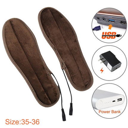 USB Electric Powered Heated Insoles Keep Feet Warm Pad with USB Cable, Size: 35-36 yard(Brown)-garmade.com