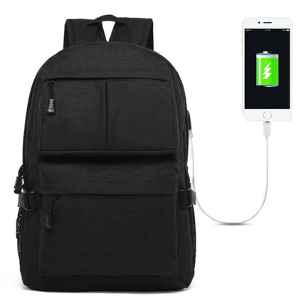 Universal Multi-Function Oxford Cloth Laptop Shoulders Bag Backpack with External USB Charging Port, Size: 46x32x12cm (Black)-garmade.com