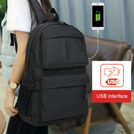 Universal Multi-Function Oxford Cloth Laptop Shoulders Bag Backpack with External USB Charging Port, Size: 46x32x12cm (Black)-garmade.com
