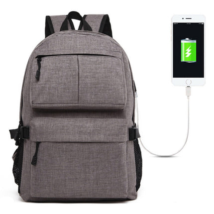 Universal Multi-Function Oxford Cloth Laptop Shoulders Bag Backpack with External USB Charging Port, Size: 46x32x12cm (Grey)-garmade.com